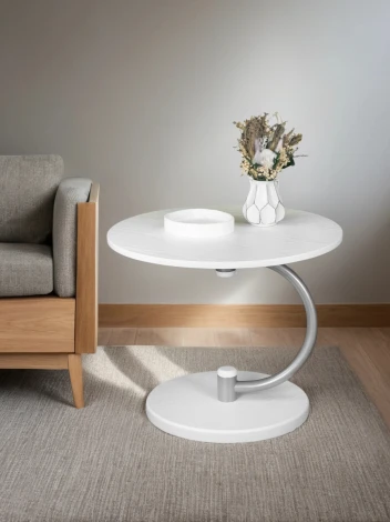 Стол журнальный Дуэт 13 металлик/белый Mebelik 009405