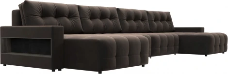 Диван п-образный с полками Лига-053 НПБ Лонг Лига Диванов (Велюр) арт.128985