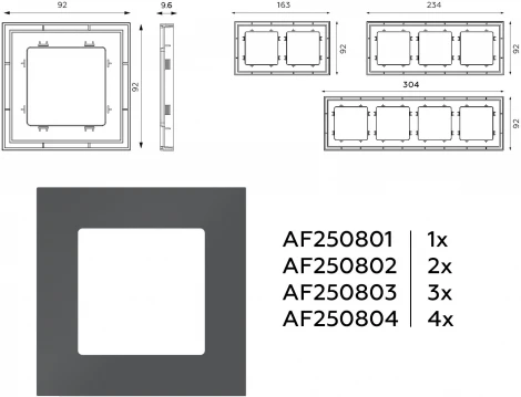 Рамка Ambrella Volt ALFA Qubi (Графит Мягкое касание) 1-ая AF250801