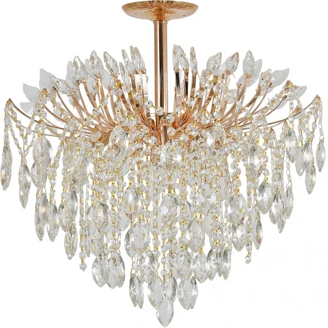 Потолочная люстра на штанге Escada Dimosari 2104/8P Gold 8x40Вт E14, металл/хрусталь, золото/прозрачный (220V)