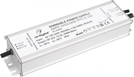 Блок питания ARPV-UH24320A-PFC-0-10V (24V, 13.3A, 320W) (IP67 Металл) 026574 Arlight ARPV
