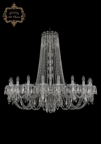 Подвесная большая люстра Art Classic 11.23 11.23.20.400.h-106.Cr.Dr (220V, хрусталь, на цепи, подсвечник, свеча)