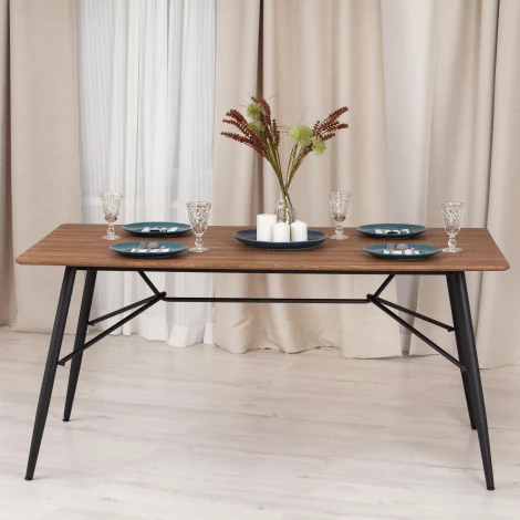 Стол RUSTO (mod. 289) МДФ/металл, 160 х 90 75 см , Black (Черный) / Walnut (Орех) 10 Tetchair 15519