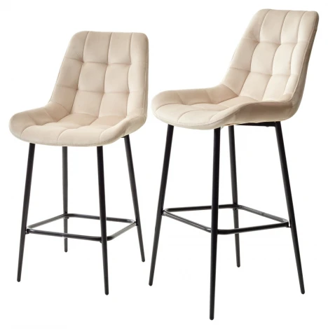 Барный стул ХОФМАН, цвет H-06 Бежевый, велюр / черный каркас