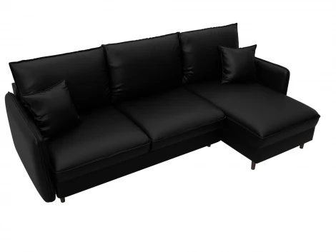 Диван угловой Лига-064 НПБ угол универсальный (ДСП/Дерево/Экокожа/Черный) Лига Диванов 129933