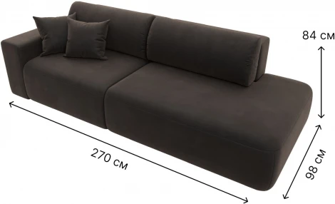 Диван прямой Лига-036 НПБ Модерн подлокотник слева (Коричневый/Велюр) Лига Диванов арт.121343L