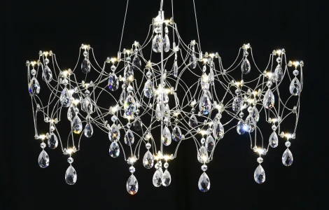 Подвесная люстра светодиодная с пультом и хрустальными подвесками Asfour MyFar Ileria MR2650-57P-50AD