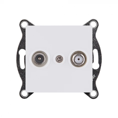 Розетка двойная TV (мама) + спутниковая SAT белый матовый Kollinger REA-035WM для Aspekt, Eleganz, Reflex