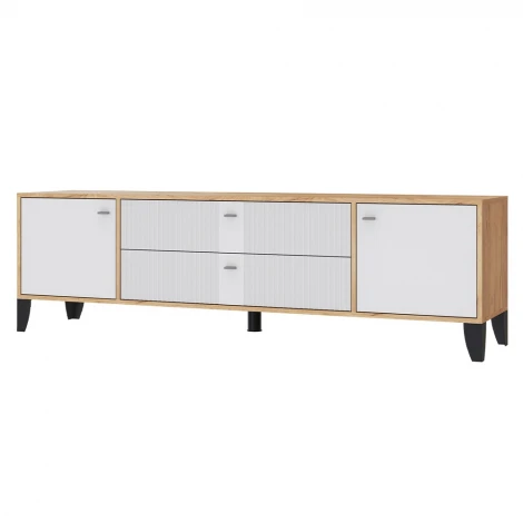 Тумба под телевизор ТЭКС Парус-10, Дуб крафт золотой, Карбон фарфор