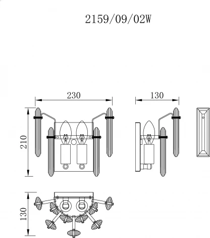 Настенный светильник Ton 2159/09/02W Stilfort (220V, хрусталь)