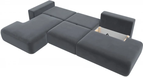 Диван угловой Лига-036 НПБ Модерн Лонг левый угол (Серый/Велюр) Лига Диванов арт.121429L