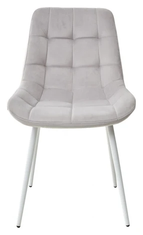 Стул ХОФМАН, цвет H-09 Светло-серый, велюр / белый каркас