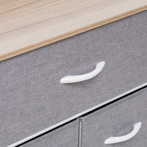 Комод Leset Ноа 7 ящ., Каркас Белый, Светло-серый Leset (Искусственный лен/Светло-серый) арт.2500000183461