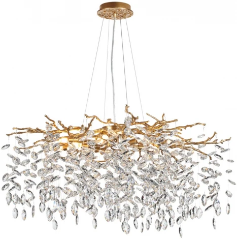 Подвесная люстра Odeon Light Delica 4969/12 HALL античн.бронза/алюмин./хрусталь G9 12*40W (220V, на тросе, лепестки, ветки)