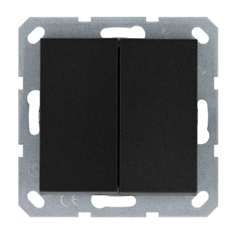 Выключатель двухклавишный проходной (антрацит) Jasmart G-Classic G3022B