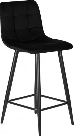 Стул полубарный DOBRIN OLIVIA (черные матовые ножки, черный велюр (108-77))