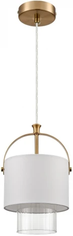 Подвесной светильник Lumion Jane 6593/1 латунь/белый, металл/текстиль, стекло E14 1*40W 220V (на проводе, круглые)