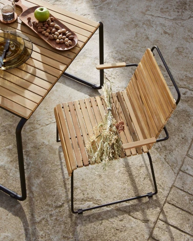 Стул уличный La Forma (ex Julia Grup) Yukari (Черный/ Акация,Сталь)