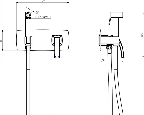 Гигиенический душ Lemark Nubira LM6219ORB со смесителем, С ВНУТРЕННЕЙ ЧАСТЬЮ