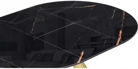 Стеклянный стол Woodville Галвестон 100х76 обсидиан / черный / золото 532392