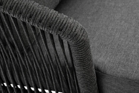 "Верона" кресло плетеное из роупа, каркас алюминий темно-серый (RAL7024) муар, роуп темно-серый круглый, ткань темно-серая 027 4SIS арт.УТ-00007144