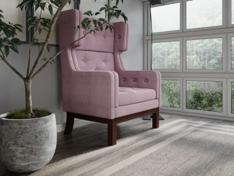 Кресло Arsko Айверс Хай Орех шенилл розовый