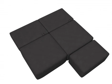 Диван прямой модульный с пуфом Лига-060 НПБ (ЛДСП,Брус,Фанера/Пластик/Замша/Коричневый) Лига Диванов 129666