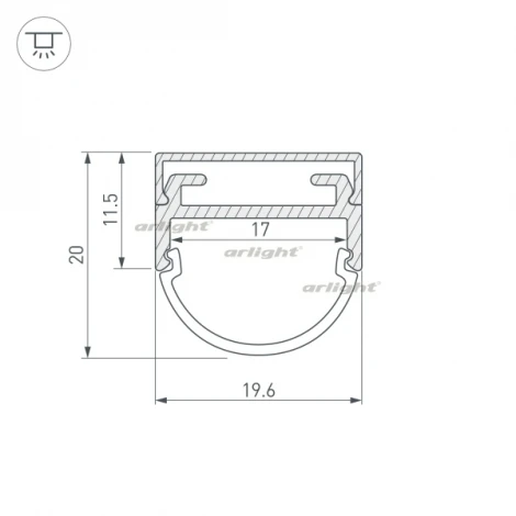 Профиль ARH-WIDE-B-H20-2000 ANOD (Алюминий) 016188 Arlight