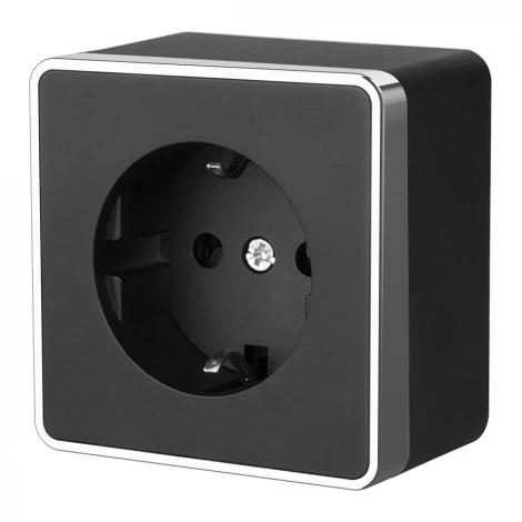 Розетка с заземлением Gallant (черный/хром) Werkel W5071035 (a050973)