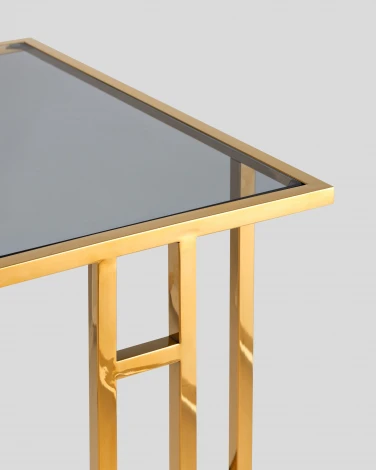 Журнальный столик Stool Group 50*32 БОСТОН стекло smoke сталь золото УТ000001973
