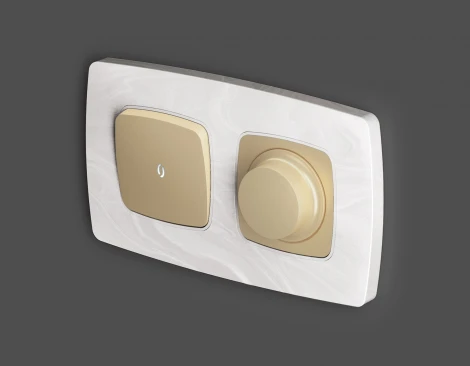 Лицевая панель Ambrella Volt OMEGA (Шампань) для светорегулятора универсального QUANT OP6055