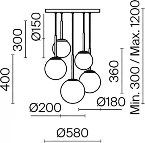 Подвесной светильник Basic form MOD321PL-05W Maytoni (220V, на проводе, шарики)