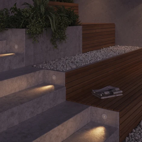 Подсветка ступеней лестницы встраиваемая Lock O014SL-L3W3K (LED, 220V, круглые, IP54)