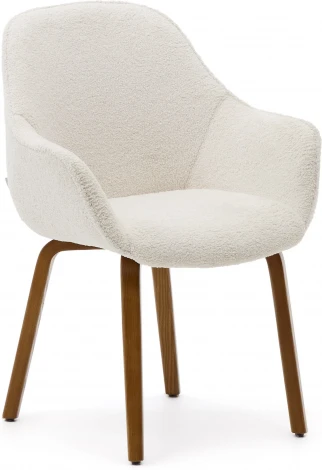 Aleli Стул из белой синели и ножками из ясеня с отделкой под орех La Forma (ex Julia Grup) арт.179266