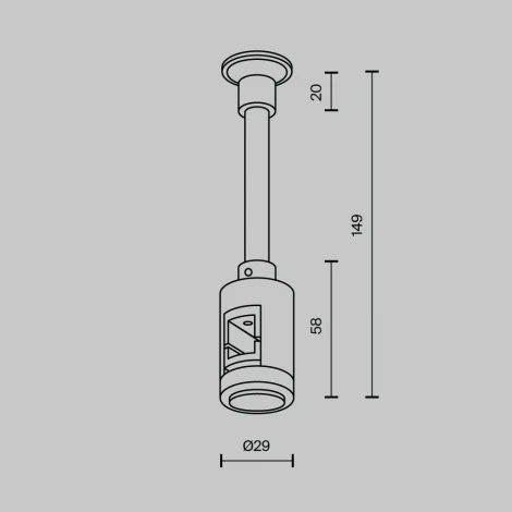 Крепление настенное Wall одинарное удлиненное Maytoni Accessories for tracks Flarity TRA155CW-SL1-PT