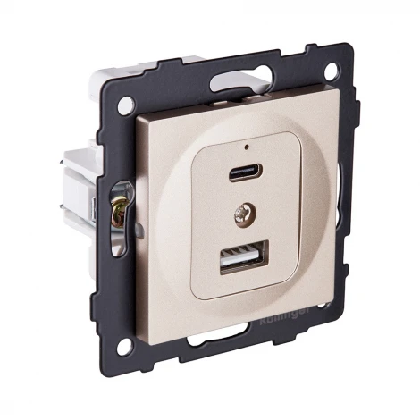 Розетка USB A+C 20W золотой Kollinger REA-037GD для Aspekt, Eleganz, Reflex