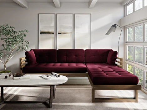 Диван Arsko Стоун Угловой орех вишневый велюр
