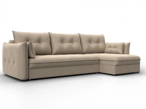 Диван угловой Лига-100 НПБ угол универсальный (ДСП,Фанера/Пластик/Велюр/Бежевый) Лига Диванов 133678