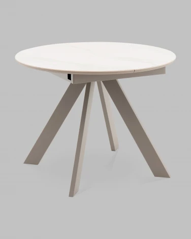 Стол круглый Миндель D100 столешница керамика белый глянец, основание металл латте Stool Group арт.УТ000041590