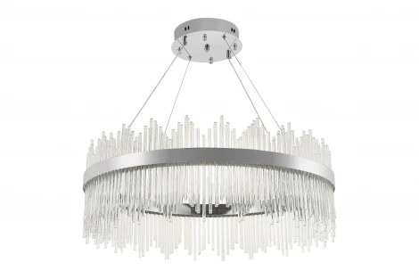 Подвесная люстра светодиодная нимб с пультом ДУ, моб. приложением 160W, хром, LED Natali Kovaltseva INNOVATION STYLE 83161 (регулировка яркости, 220V, на тросе, круглые)