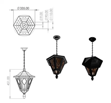 Уличный светильник подвесной Русские фонари Венеция 220-01/bgr-14 (на цепи, IP54)