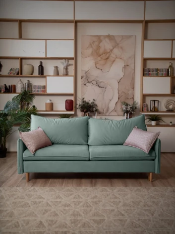 СКАНДИ Диван тканевый прямой мятный D1 furniture арт.AAA41309010