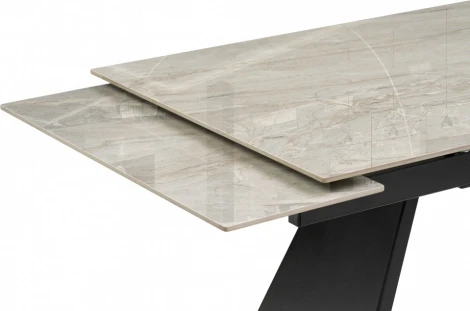 Стеклянный стол Хорсборо (Хорсборо 140(200)х80х79 dyna fantasico grey / черный) Woodville арт.588009