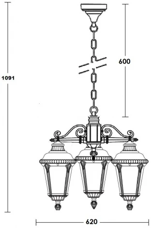 Уличный светильник подвесной Oasis Light 79750S/3 Gb (220V, на цепи, IP44)