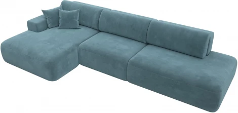 Диван угловой Лига-036 НПБ Модерн Лонг левый угол (Бирюзовый/Велюр) Лига Диванов арт.121425L