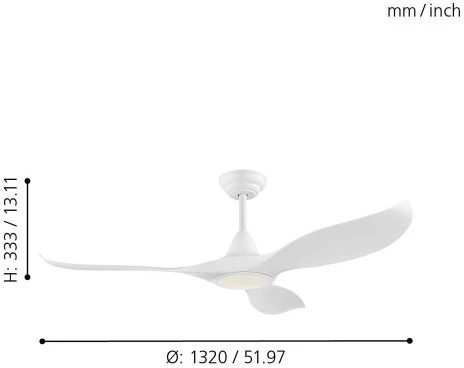 Потолочная люстра на штанге с вентилятором Eglo Cirali 52 35006 (LED, 220V, пульт управления)