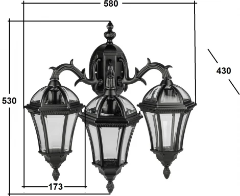 Настенный фонарь уличный Oasis Light ROMA S 95202S 3 15L Bl (220V, IP44)