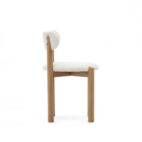 Nebai Стул из белой ткани букле и массива дуба с натуральной отделкой La Forma (ex Julia Grup) арт.178334