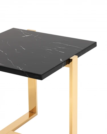 Журнальный столик Stool Group Тоби 61*61 черный мрамор сталь золото УТ000036328