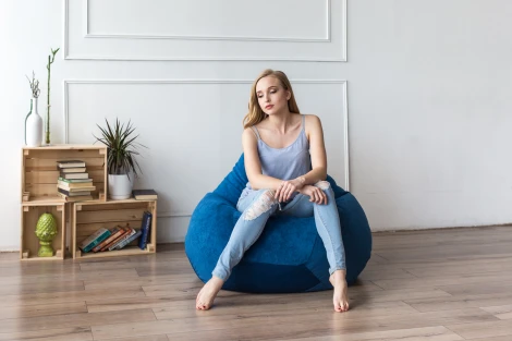 Кресло мешок Dreambag Груша Синий Микровельвет (3XL, Классический) 5012841